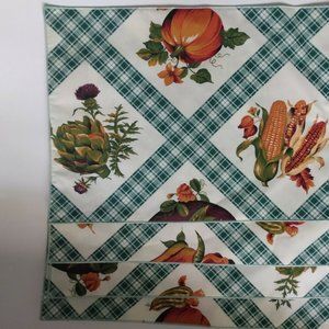 Set Of 4 Harvest Vegetable Fall Fabric Placemats